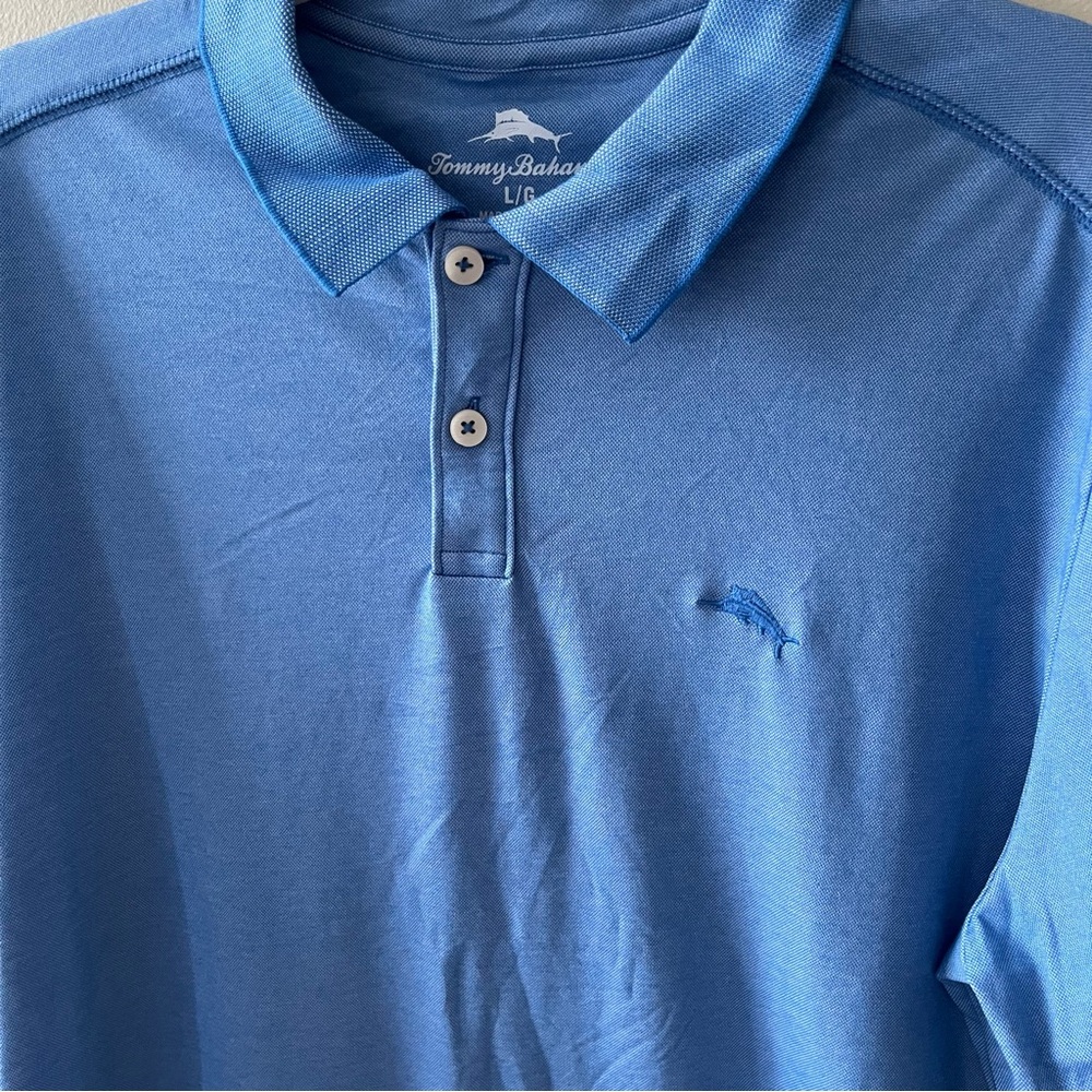 Tommy Bahama Blue Short Sleeve Polo Men's Size Large Golf Summer Vacation